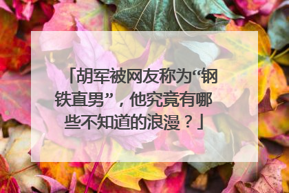 胡军被网友称为“钢铁直男”，他究竟有哪些不知道的浪漫？