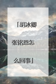 胡冰卿张铭恩怎么回事