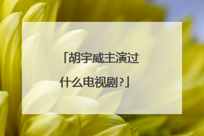 胡宇威主演过什么电视剧?