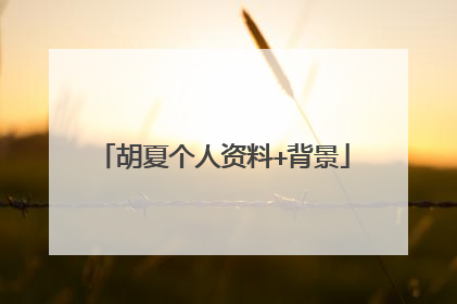 胡夏个人资料+背景