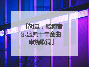 胡夏,酷狗音乐盛典十年金曲串烧歌词