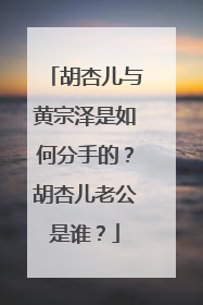 胡杏儿与黄宗泽是如何分手的？胡杏儿老公是谁？