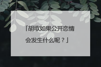 胡歌如果公开恋情会发生什么呢？