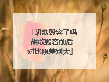 胡歌毁容了吗 胡歌毁容前后对比照差别大