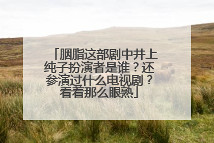 胭脂这部剧中井上纯子扮演者是谁？还参演过什么电视剧？看着那么眼熟