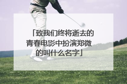 致我们终将逝去的青春电影中扮演郑微的叫什么名字