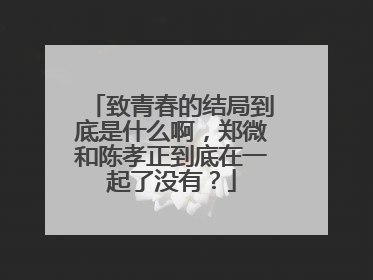 致青春的结局到底是什么啊，郑微和陈孝正到底在一起了没有？