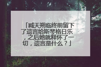臧天朔临终前留下了遗言给斯琴格日乐,之后她就释怀了一切,遗言是什么?