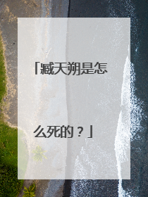 臧天朔是怎么死的？