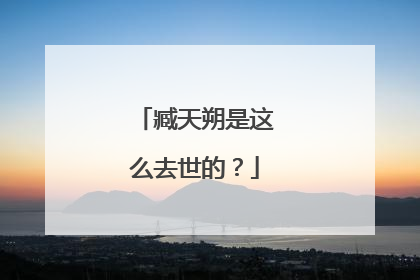 臧天朔是这么去世的？