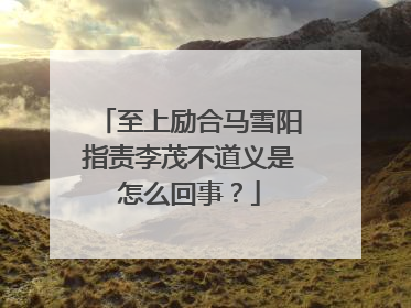 至上励合马雪阳指责李茂不道义是怎么回事?