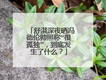 舒淇深夜晒冯德伦帅照称“很孤独”，到底发生了什么？