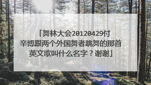 舞林大会20120429付辛博跟两个外国舞者跳舞的那首英文歌叫什么名字?谢谢