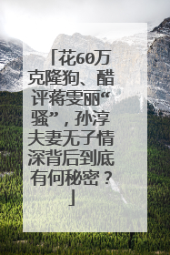 花60万克隆狗、醋评蒋雯丽“骚”，孙淳夫妻无子情深背后到底有何秘密？