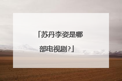 苏丹李姿是哪部电视剧?