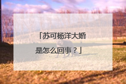 苏可杨洋大婚是怎么回事?