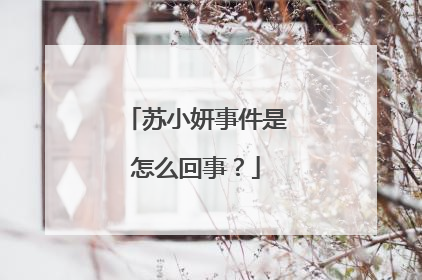 苏小妍事件是怎么回事?