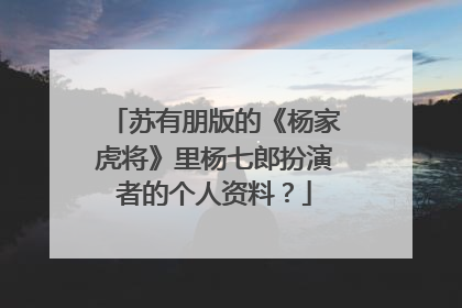 苏有朋版的《杨家虎将》里杨七郎扮演者的个人资料?