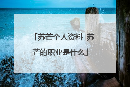 苏芒个人资料 苏芒的职业是什么