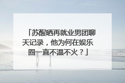 苏醒晒再就业男团聊天记录，他为何在娱乐圈一直不温不火？