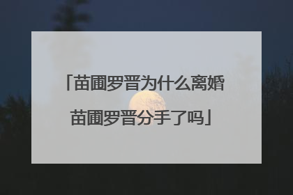 苗圃罗晋为什么离婚 苗圃罗晋分手了吗