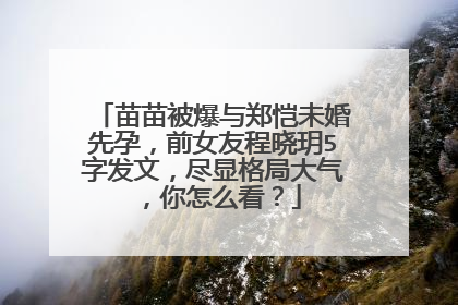 苗苗被爆与郑恺未婚先孕,前女友程晓玥5字发文,尽显格局大气,你怎么看?