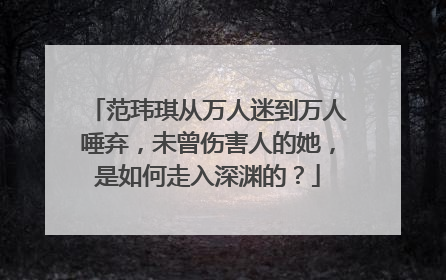 范玮琪从万人迷到万人唾弃,未曾伤害人的她,是如何走入深渊的?