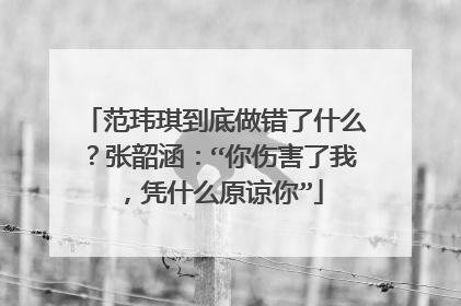 范玮琪到底做错了什么?张韶涵:“你伤害了我,凭什么原谅你”