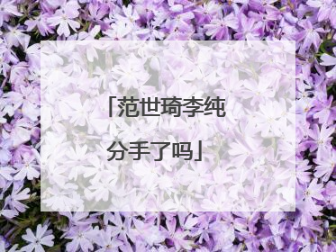 范世琦李纯分手了吗