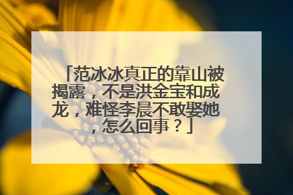 范冰冰真正的靠山被揭露，不是洪金宝和成龙，难怪李晨不敢娶她，怎么回事？