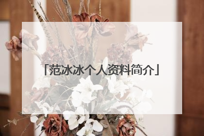 范冰冰个人资料简介