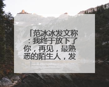 范冰冰发文称：我终于放下了你，再见，最熟悉的陌生人，发生了什么？