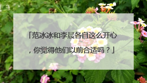 范冰冰和李晨各自这么开心，你觉得他们以前合适吗？