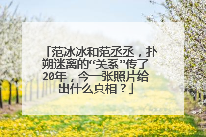 范冰冰和范丞丞,扑朔迷离的“关系”传了20年,今一张照片给出什么真相?