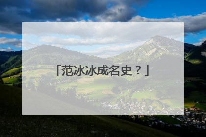 范冰冰成名史？