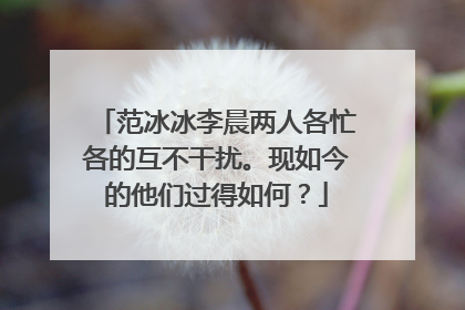 范冰冰李晨两人各忙各的互不干扰。现如今的他们过得如何？