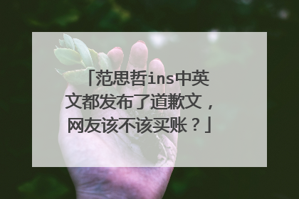 范思哲ins中英文都发布了道歉文,网友该不该买账?