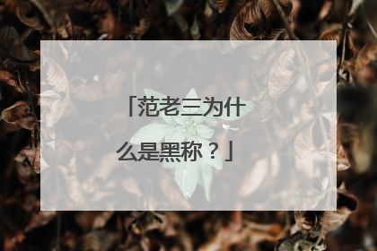 范老三为什么是黑称？