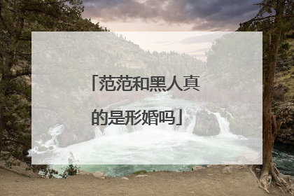 范范和黑人真的是形婚吗