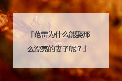 范雷为什么能娶那么漂亮的妻子呢？