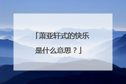 萧亚轩式的快乐是什么意思？
