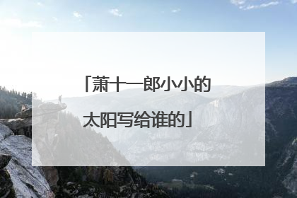 萧十一郎小小的太阳写给谁的