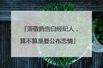 萧敬腾告白经纪人,算不算是要公布恋情