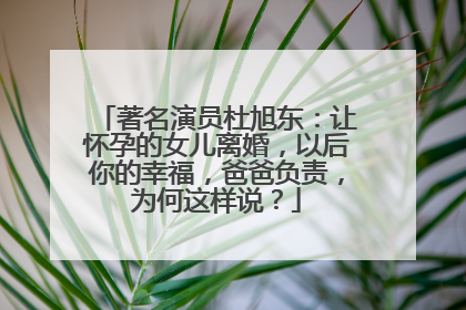 著名演员杜旭东：让怀孕的女儿离婚，以后你的幸福，爸爸负责，为何这样说？