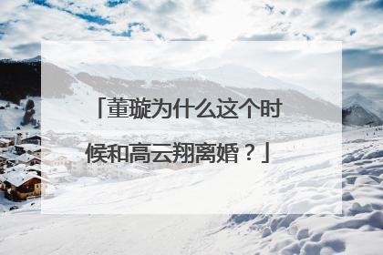 董璇为什么这个时候和高云翔离婚?