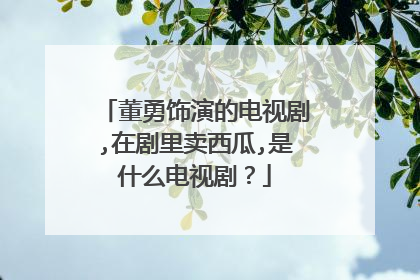 董勇饰演的电视剧,在剧里卖西瓜,是什么电视剧?