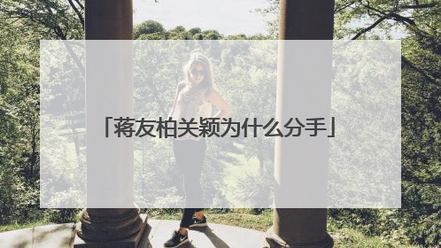 蒋友柏关颖为什么分手