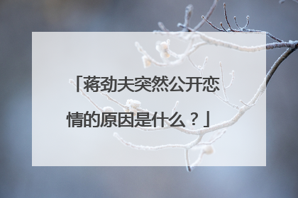 蒋劲夫突然公开恋情的原因是什么?