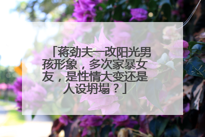 蒋劲夫一改阳光男孩形象,多次家暴女友,是性情大变还是人设坍塌?