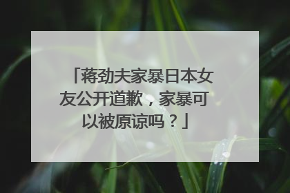 蒋劲夫家暴日本女友公开道歉,家暴可以被原谅吗?